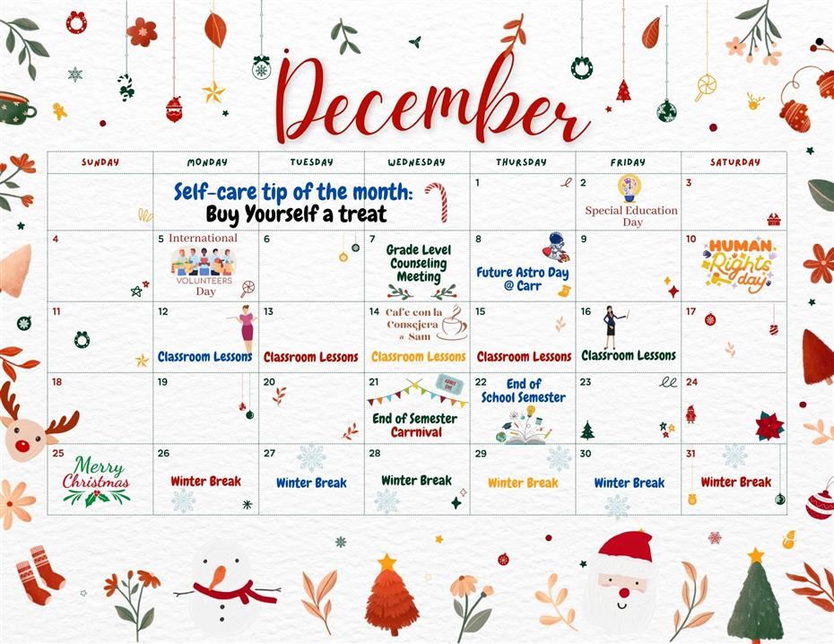 2022-2023 Carr Counseling Department's Calendar 